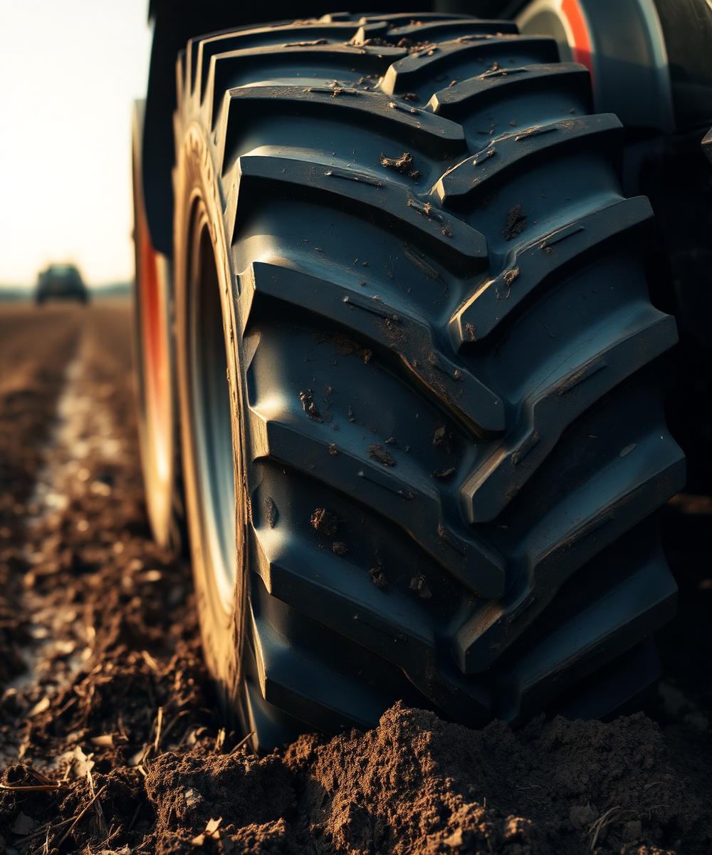 Gros plan sur pneu de tracteur