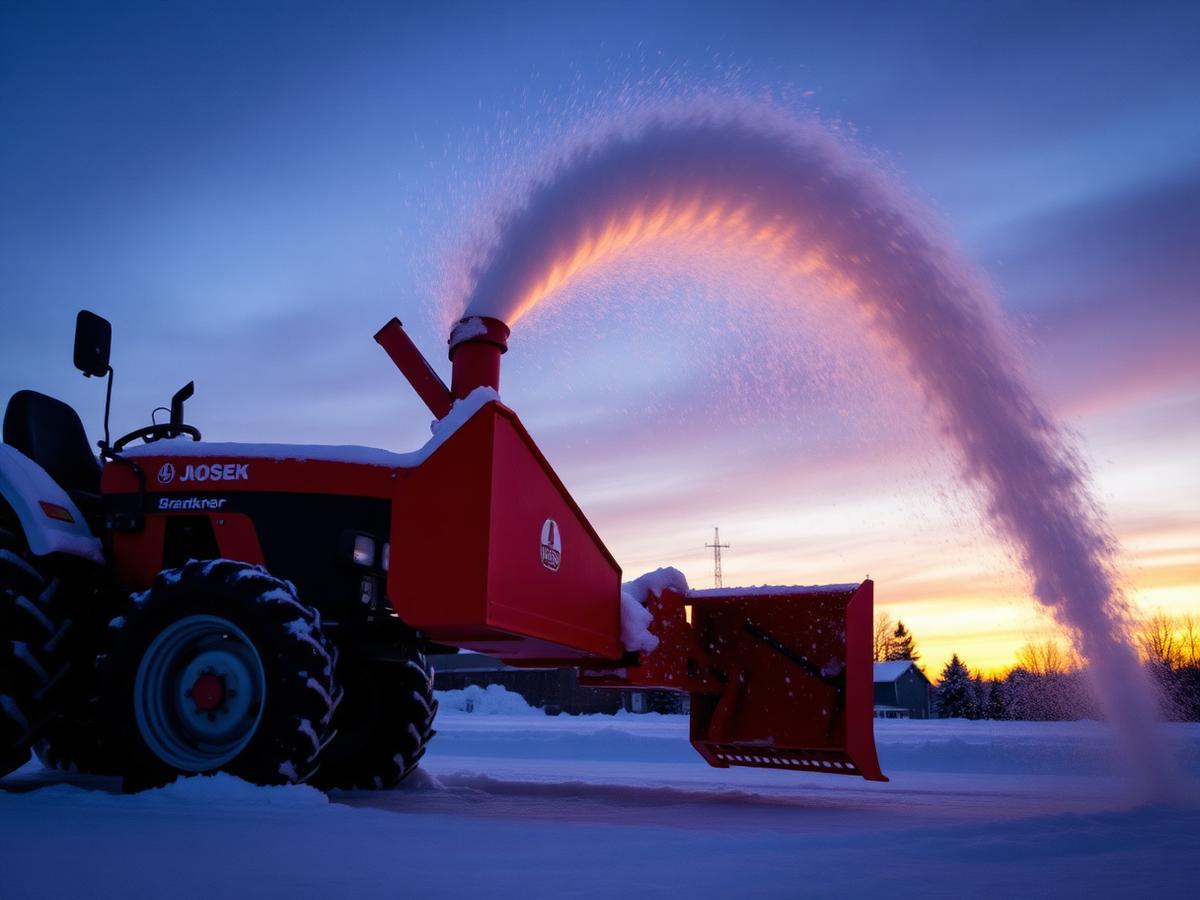 Souffleuse à neige au crépuscule